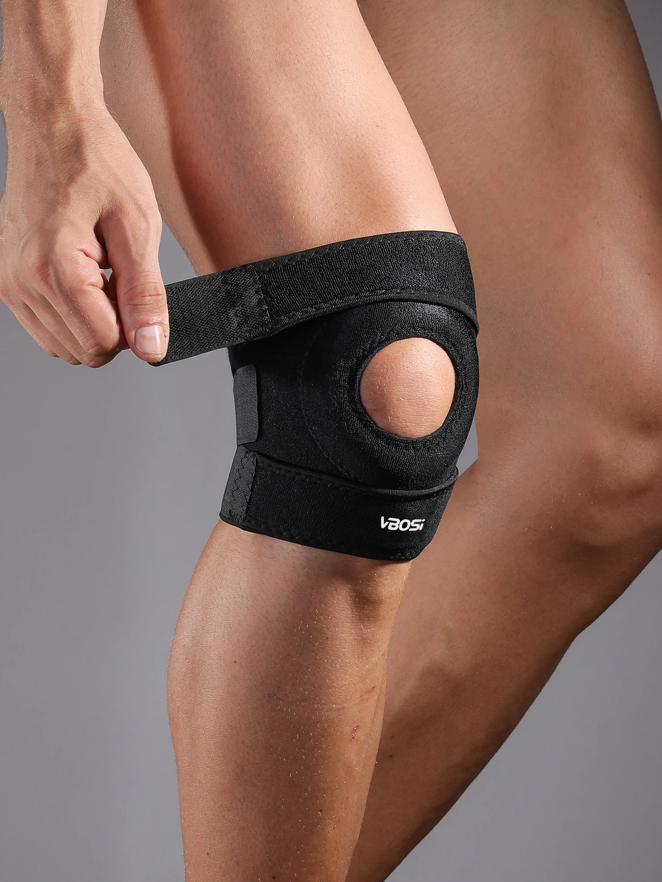 1-teilige, verstellbare, funktionelle Kniestütze mit offenem Patella-Design – Detail 2