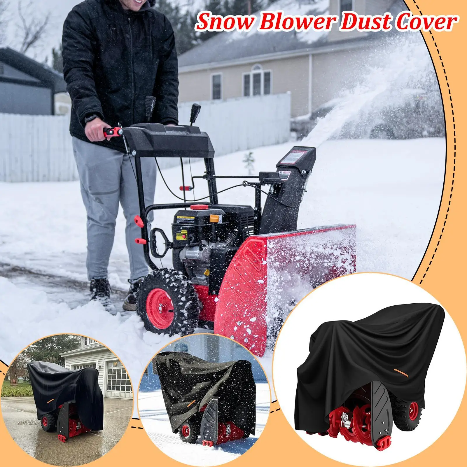 

Snow Blower Cover Waterproof UV Protection Dustproof Snow Blower Storage Replacement Accessories For Winter Driveway Garden Yard