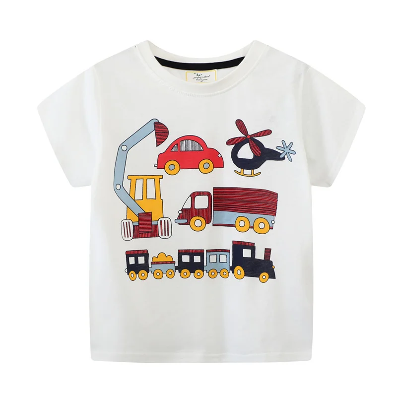 Jumping Meters 2-7T New Arrival Striped Summer Boys Girls Tees Animals Tshirts Embroidery Kids Tops Cotton Fashion Baby Clothing