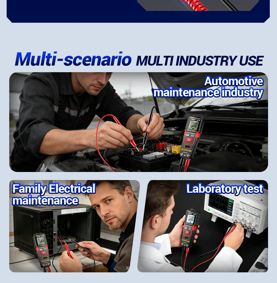 ANENG M129 Wiederaufladbares Digitales Multimeter 4000 Anzeigen NCV AC DC Spannungs- und Widerstandsmessgerät mit Taschenlampe und Auto-Range-Funktion – Detail 3