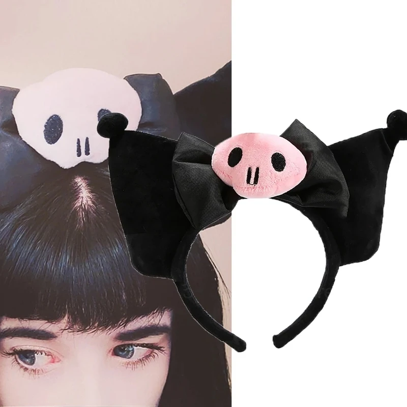 Anime Kuromi Melody Headband Cosplay Costume Cute Funny Skull Headwear Hairband Halloween Prop Hair Accessories For Girl Fans