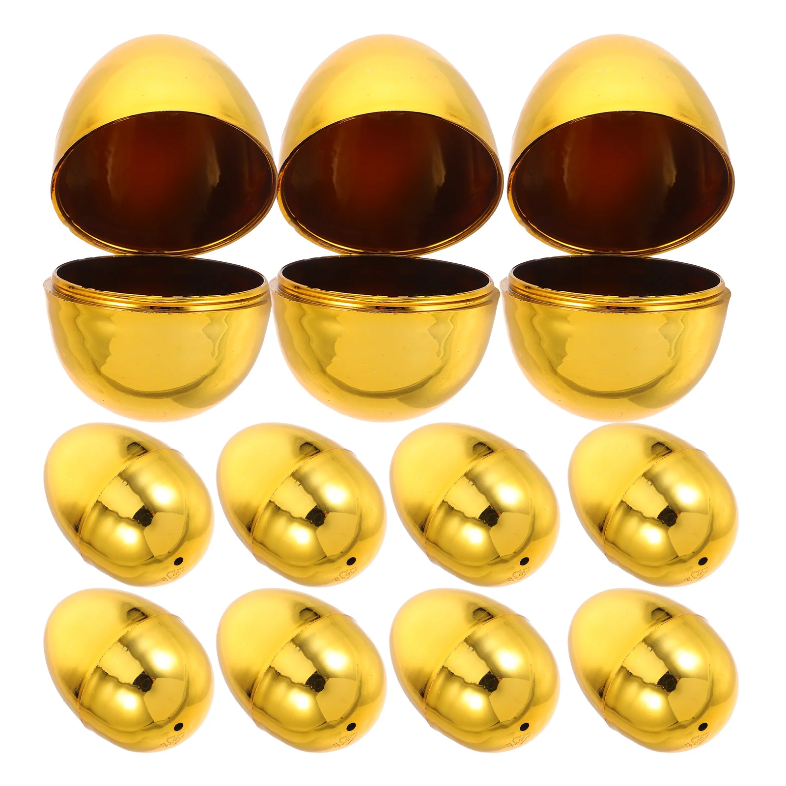 12 Pcs Rectangular Planter with Drainage Easter Egg Basket Toy Decorations Plastic Fillable Eggs Golden Party Supply Child