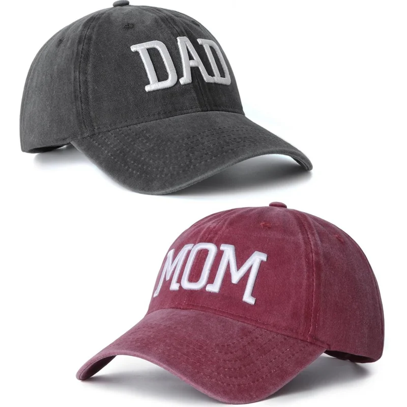 

Mom and Dad Men's and Women's Baseball Hats Sports and Leisure Classic Set 2 Embroidered Adjustable Parents Couple Gifts