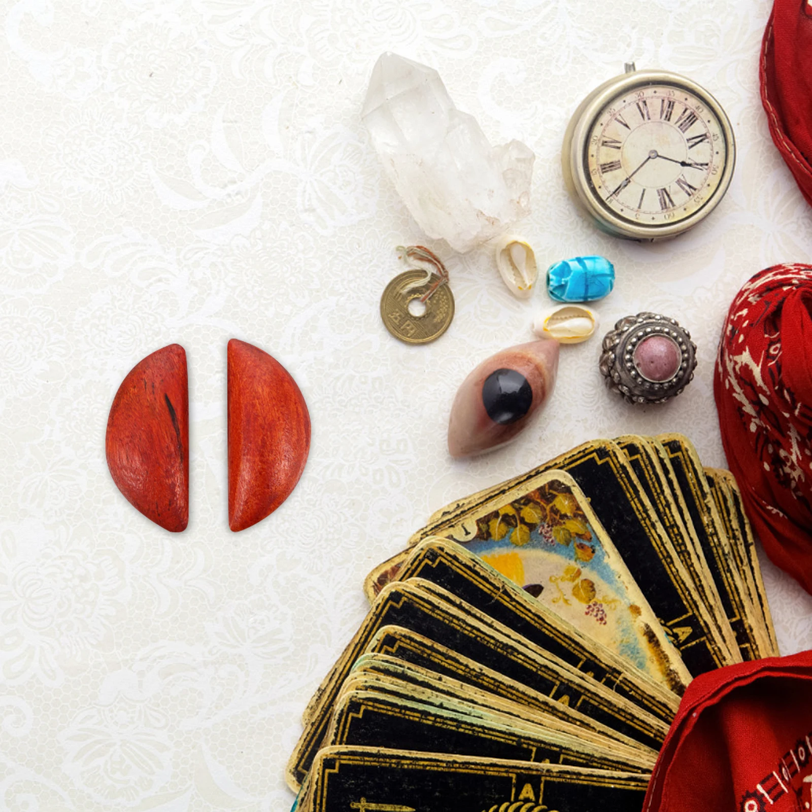 

2pcs Wooden Holy Divination Cups Spiritual Tools Moon Shape Portable Supplies Home Temple Decoration Sacrifice Table