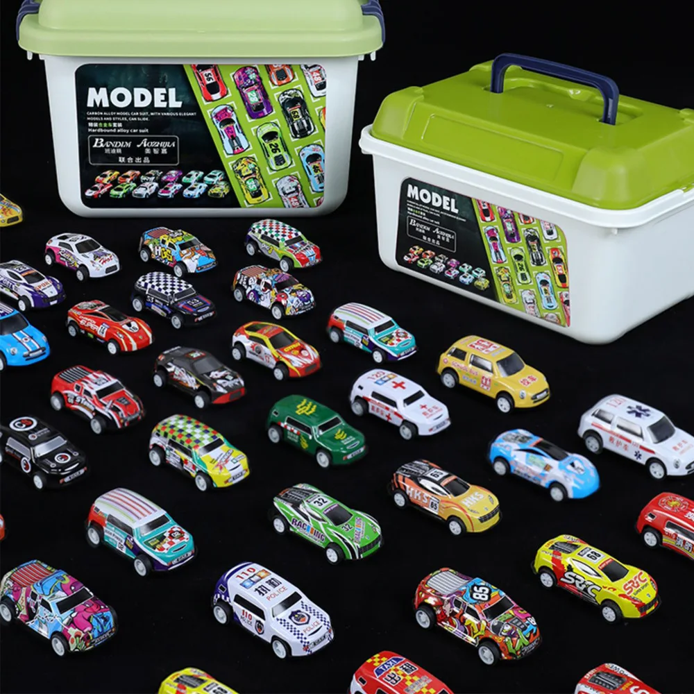 50pcs Mini Car Model Toy Pull Back Car Toys Children's Alloy Car Kids Inertia Cars Boy Model Toys Diecasts Toy For Boy Gifts Hot