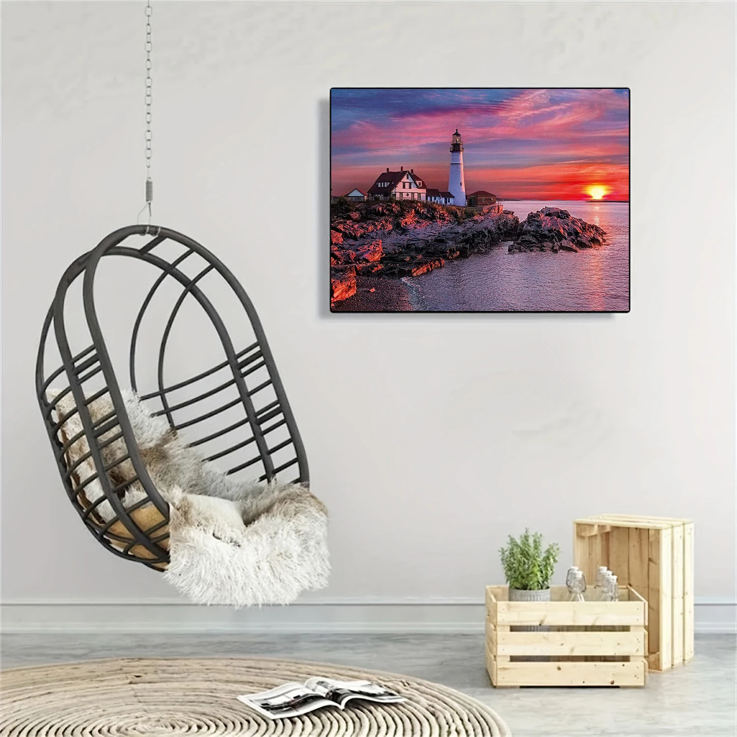 1pc DIY 5D Diamond Painting Full Diamond Lighthouse Diamond Painting, Handmade Home Art Gift Diamond Painting Kit