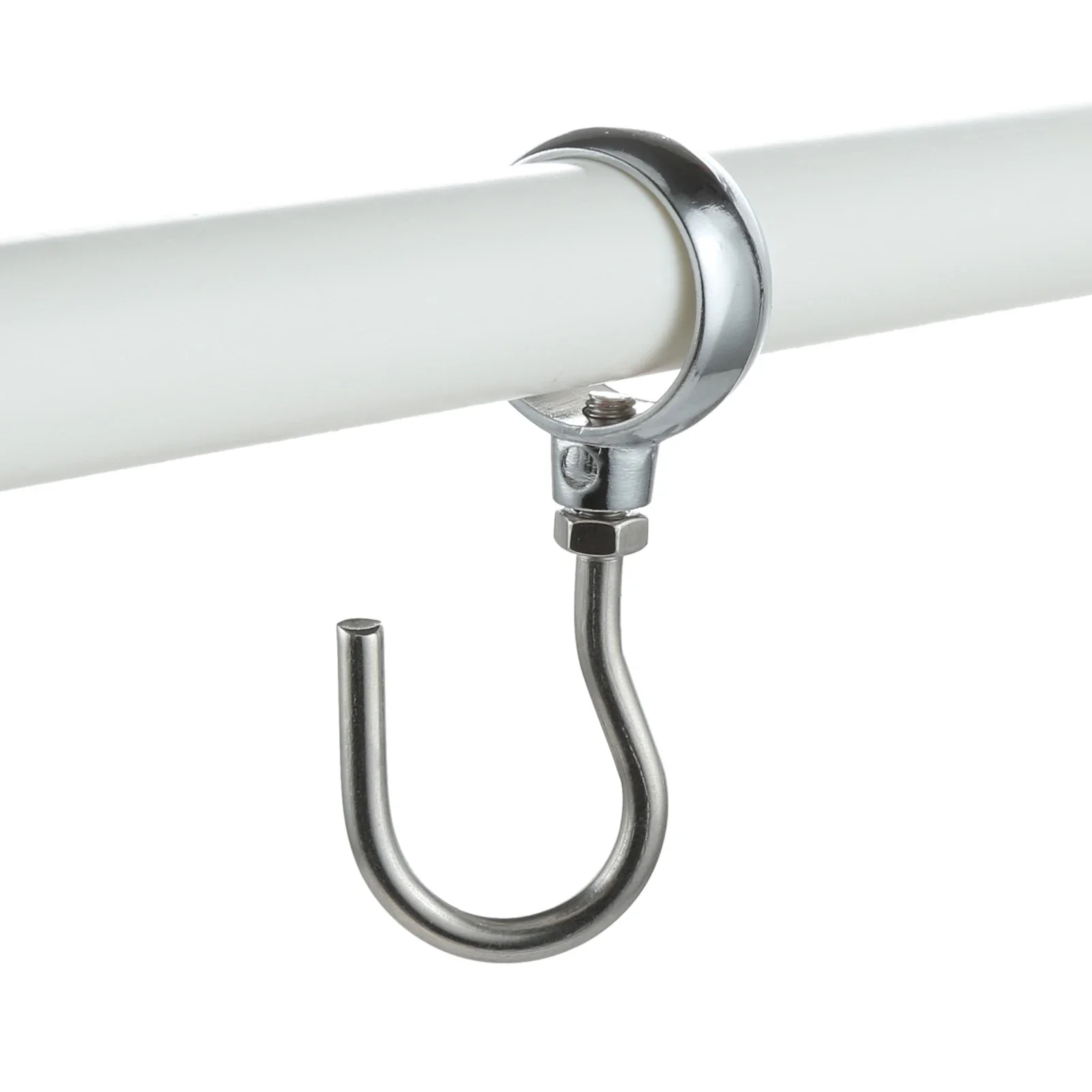 2Pc Silver Kitchen Stainless Steel Hanging Tube Pipe Rod Hook for Wardrobe Bathroom 22/25/32mm Movable Towel Clothes Hook Hanger