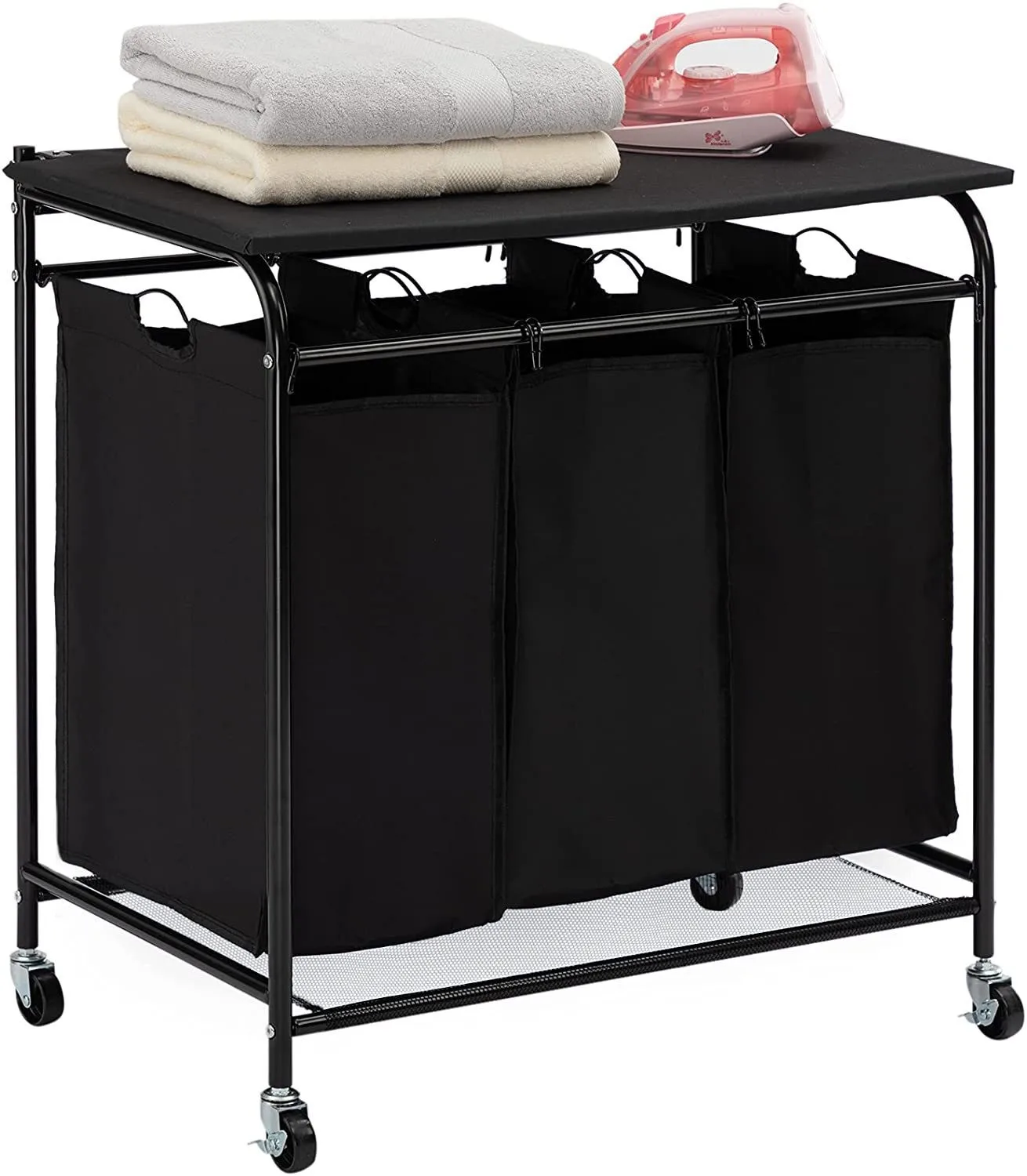 

Royaumann Premium Laundry Storage Cart Utility Cart With Ironing Board For Home Hotel Laundry Storage