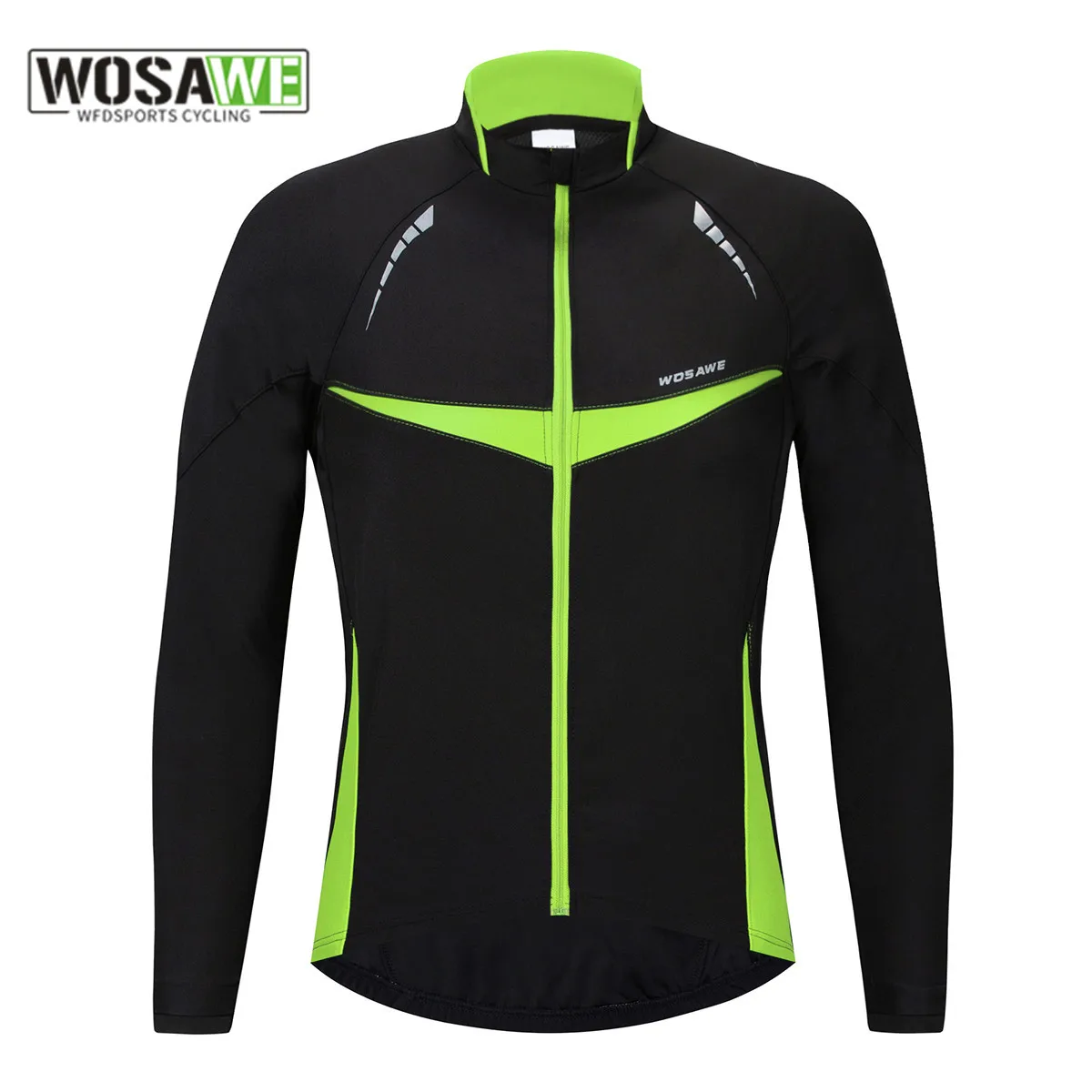 

WOSAWE Spring Cycling Jackets Fleece Jacket Windproof Long Sleeve Cycling Jersey Clothing Wear Reflective Clothes Coat