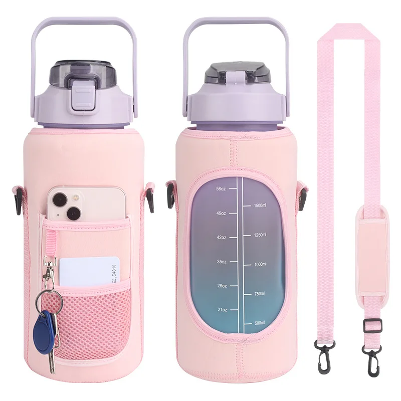 2L Water Bottle Covers Large Capacity Motivational Water Bottles Holder Bag Thermos Sleeve Drinkware Accessories Only Sleeve