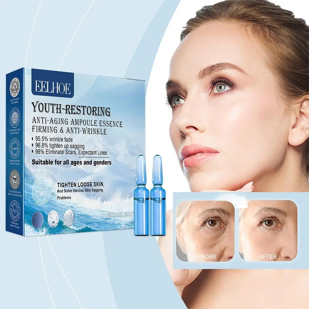 2ml X 7pcs Ampoule Face Serum Anti Oxidant Vitamin C Anti-Wrinkle Moisturizing Smooth Hyaluronic Acid Brighten Skin Tone Care