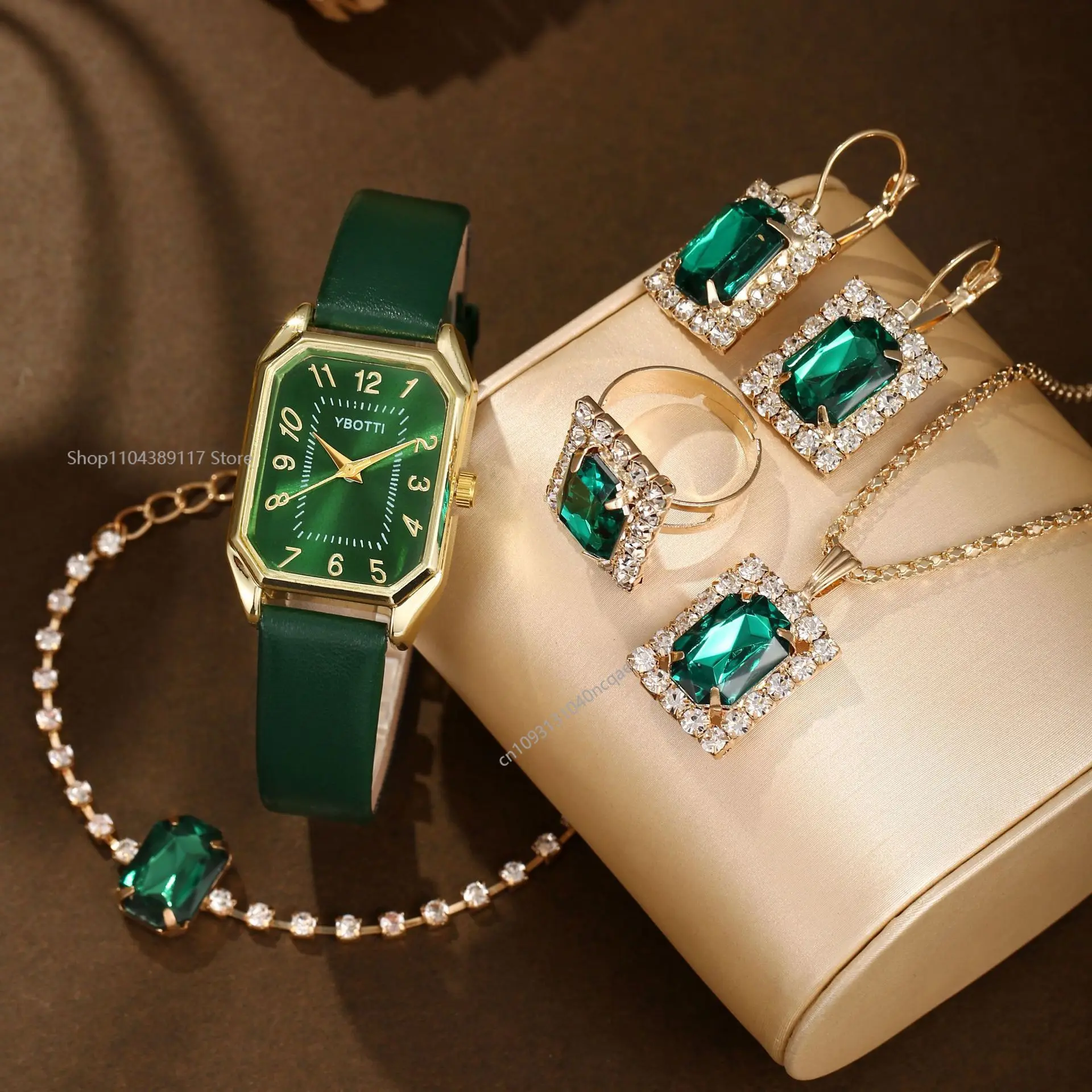 6/5/1 قطعة الساعات النسائية المربعة الموضة الفاخرة العلامة التجارية السيدات كوارتز ساعة اليد طقم مجوهرات كلاسيكي بسيط فام Relogio Feminino