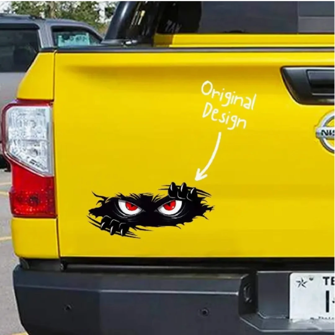 Angry Peep Monster Vinyl Car Decal - Large Durable Decal for Cars, Trucks and Sports Vehicles, Black Bumper Sticker