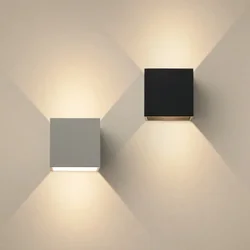 1pc Up and Down Wall Lights Adjustable Modern Wall Sconce Aluminum Hardwired Square White Black Porch Wall Mount Light Fixture