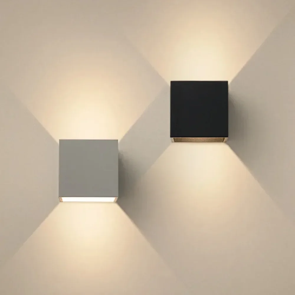 1pc Up and Down Wall Lights Adjustable Modern Wall Sconce Aluminum Hardwired Square White Black Porch Wall Mount Light Fixture