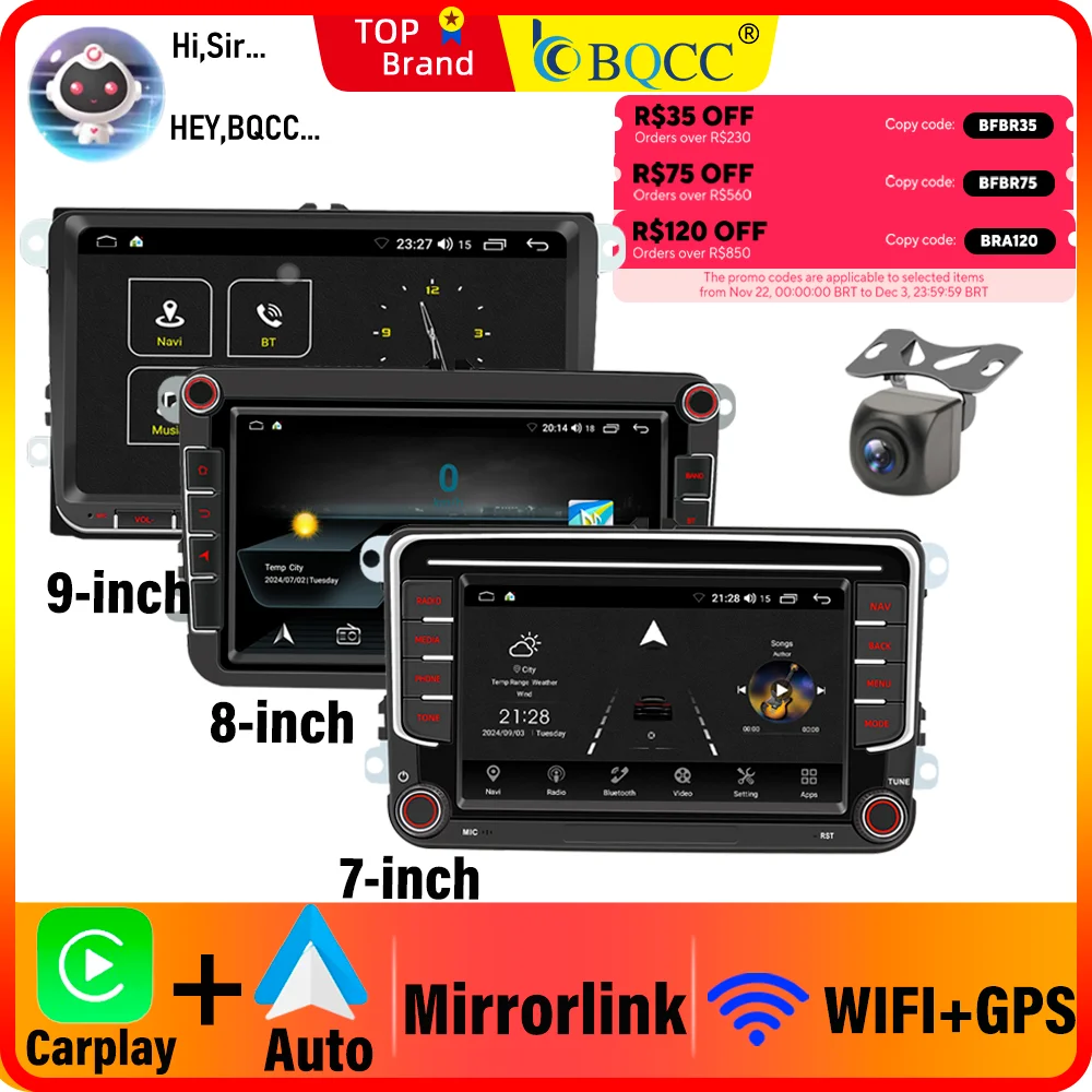 

BQCC Android Auto Radio For Volkswagen Passat B7 Polo Golf 5 6 Jetta mk5 mk6 Car Radio Multimedia Player GPS WiFi RDS Carplay