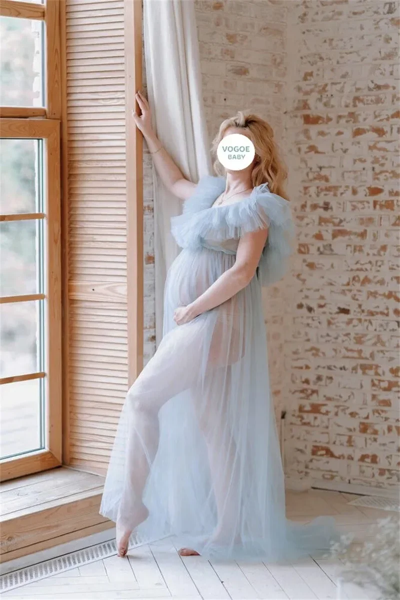 

Maternity Photography Tulle Dress Pregnancy Soft Mesh Skirt Sexy Pajamas Perspective Clothes Studio Photo Shoot Props