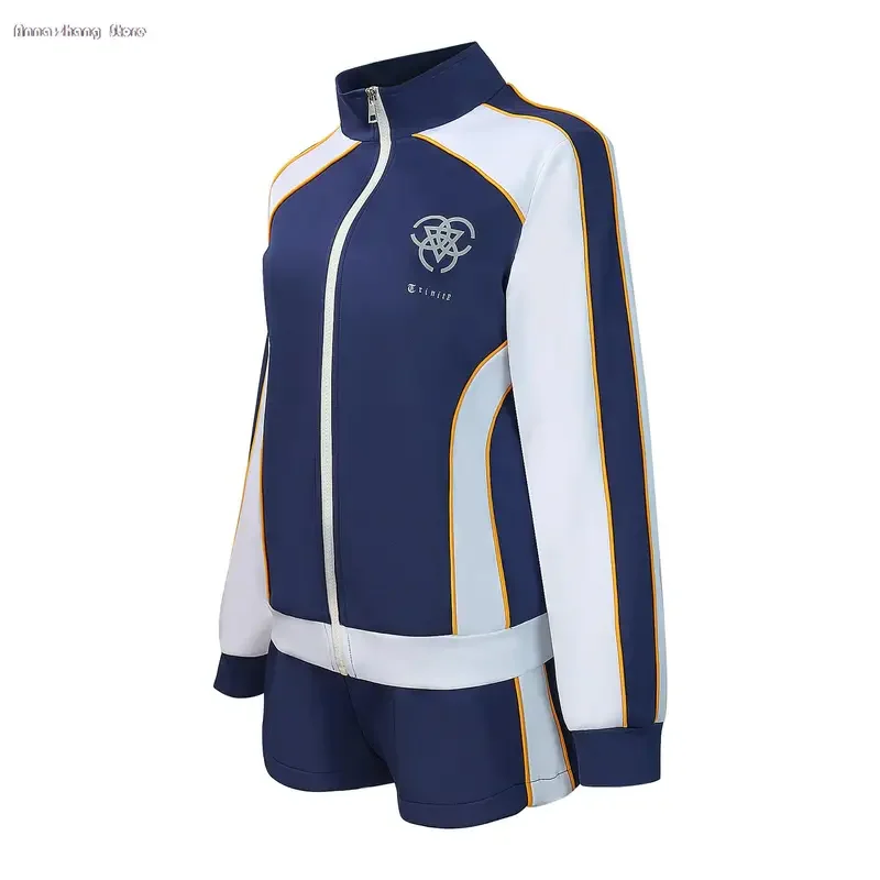 Game Blue Archive Iochi Mari Cosplay Kostuum Halloween Rollenspel Vrouwen School Gym Uniform Volledig Pak Blauwe Jas Shirt Korte Broek