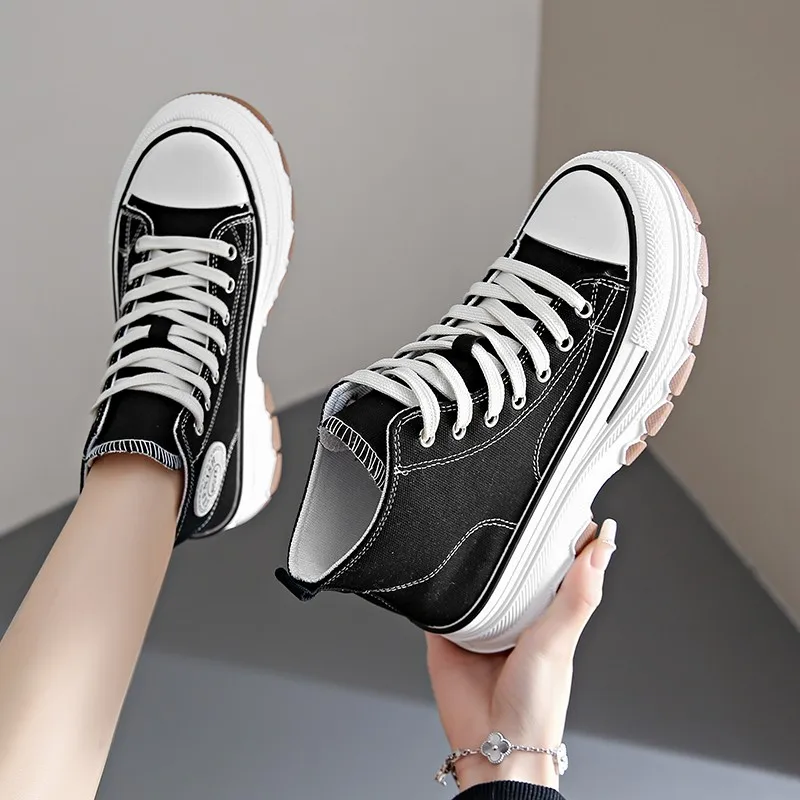 

High-top Canvas Shoes for Women Sneakers Spring Platform Women's Shoes Hot Selling Non-slip Breathable Women's Vulcanized Shoes