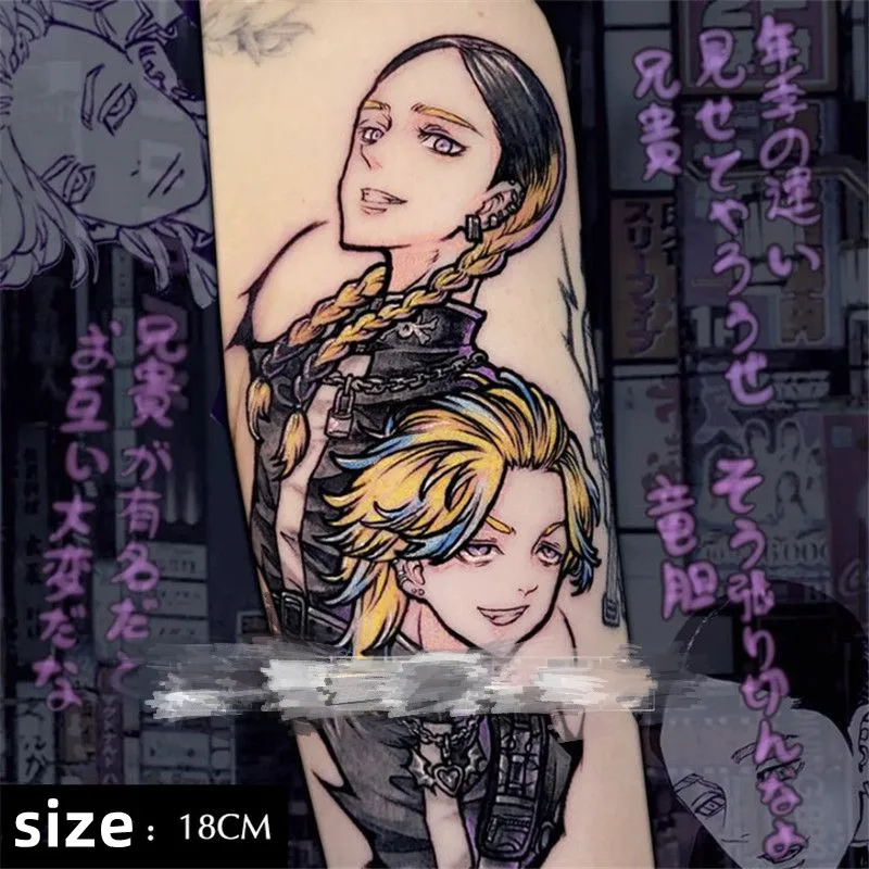 

Luna Store Anime Tokyo Revengers Temporary Tattoos Colorful Transfer Tattoo Body Art Arm Hand Waterproof Fake Tatoo Stickers