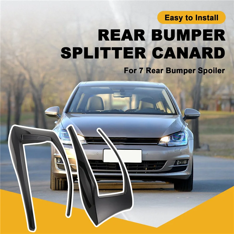 

For -Golf 7 MK7 GTD 2012-2015 Rear Bumper Splitter Canard Fog Lamp Light Air Vent Side Trim Cover Bright Black