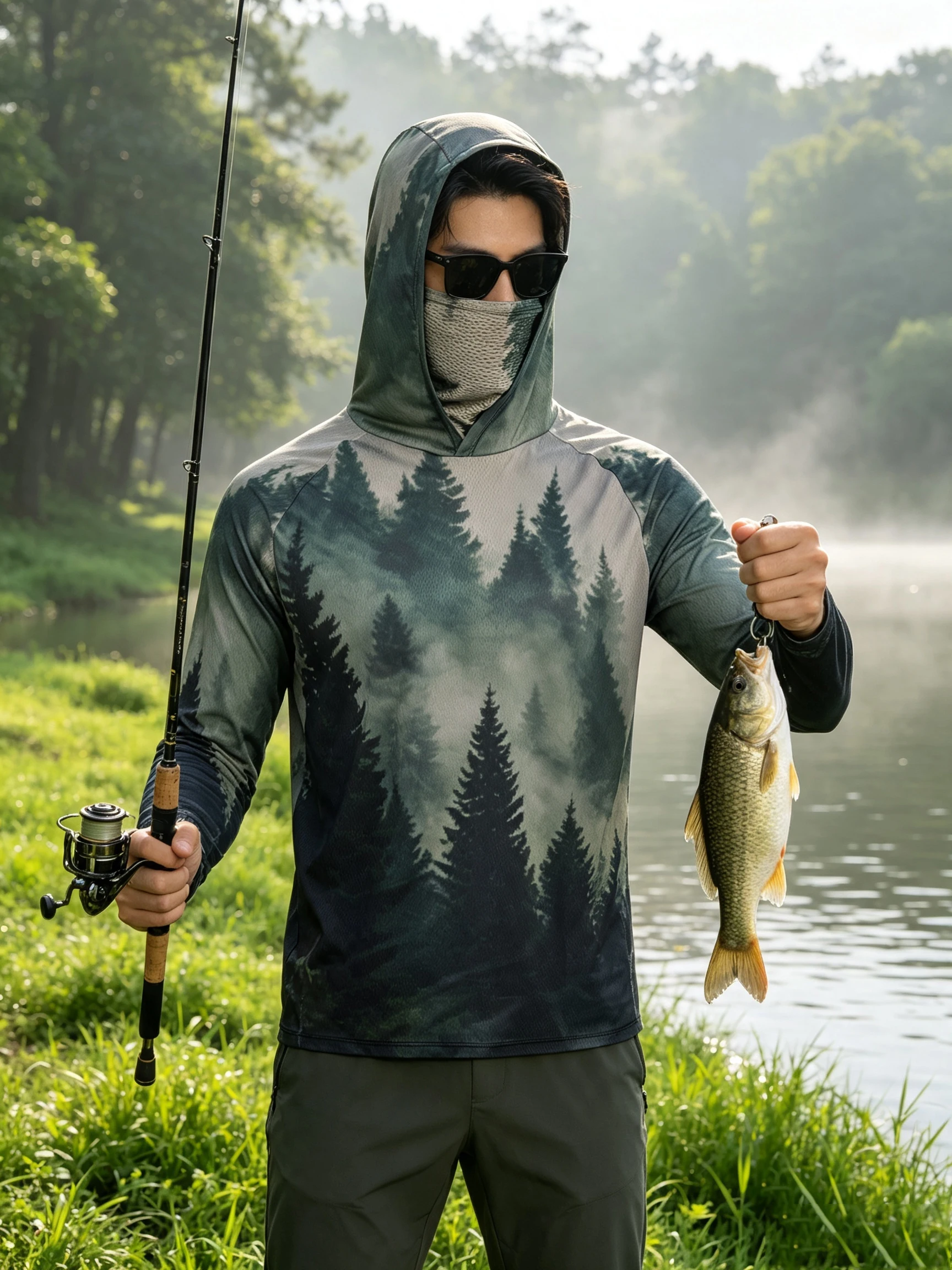 Fishing Hoodie - Kaos Hoodie Pancing dengan Masker Pelindung