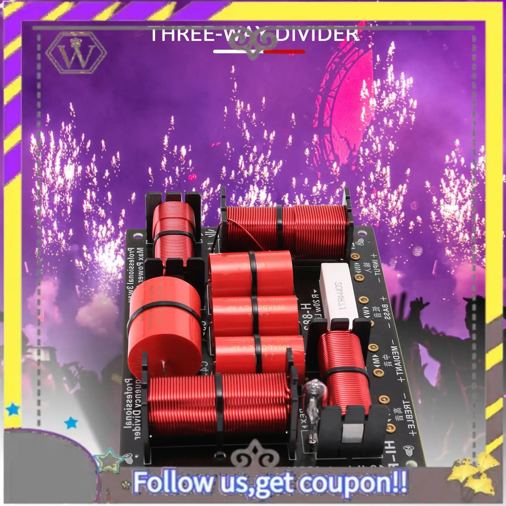 

Кроссовер-разделитель частот AU33-400W 3-полосный для Hi-Fi акустики (твитер, вуфер) 1250Гц/5000Гц с защитой от высоких частот