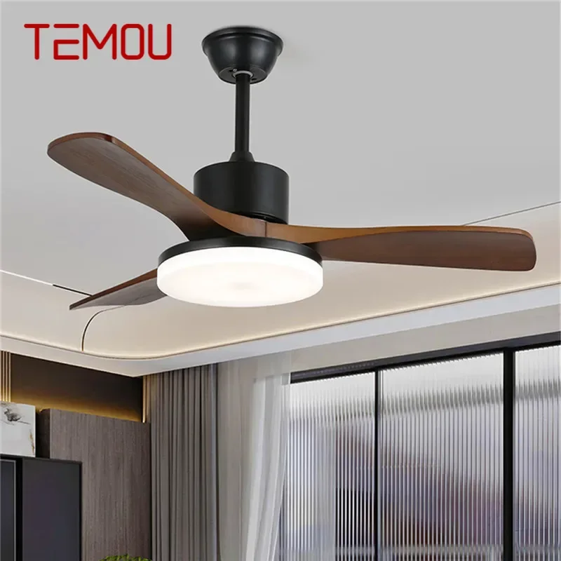 TEMOU Modern Fan Light Luxury Living Room Restaurant Bedroom Study LED Ceiling Fan Light Remote Electric Fan Light