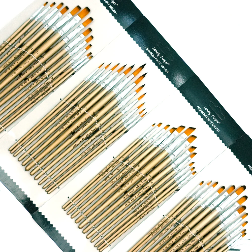 12Pcs Lonely Finger Painting Brush Set Multi Size Nylon Brushes for Watercolor Acrylic Oil Gouache Tempera Artist Art Supplie