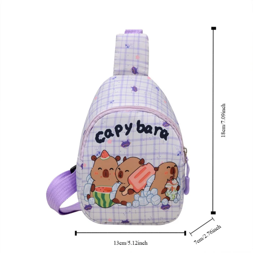 Cute Capybara Shoulder Bag Cartoon Animal Lightweight Chest Bag Nylon Coin Purse For