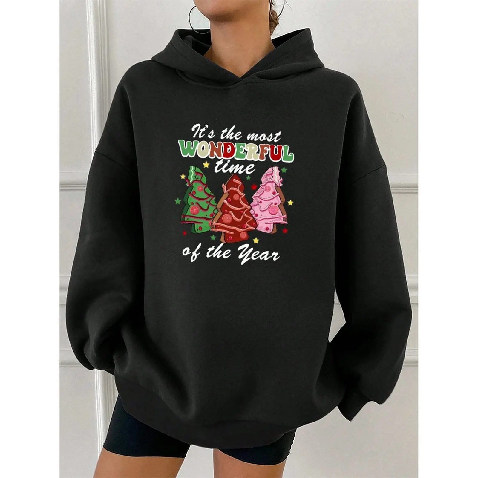 

2025 Sweatshirts For Woman Loose Hoodies Winter Casual Christmas Printed Comfortable Female Long Sleeve Tops Oversized Pullover