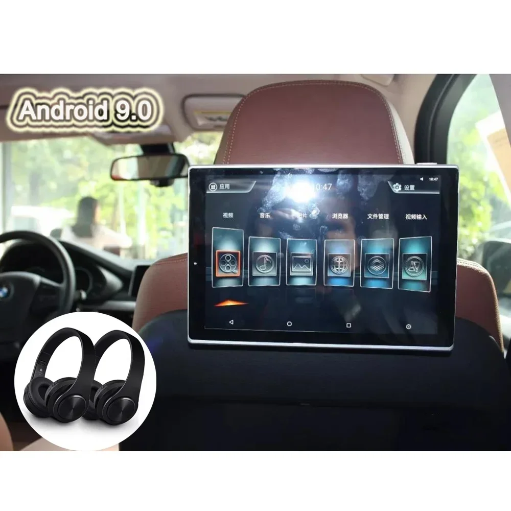 

Include Wireless Headphone Vehicle TV Display Headrest LCD Screen For X1/X2/X3/X4/X5/X7 Back Video Play WIFI Apps Download