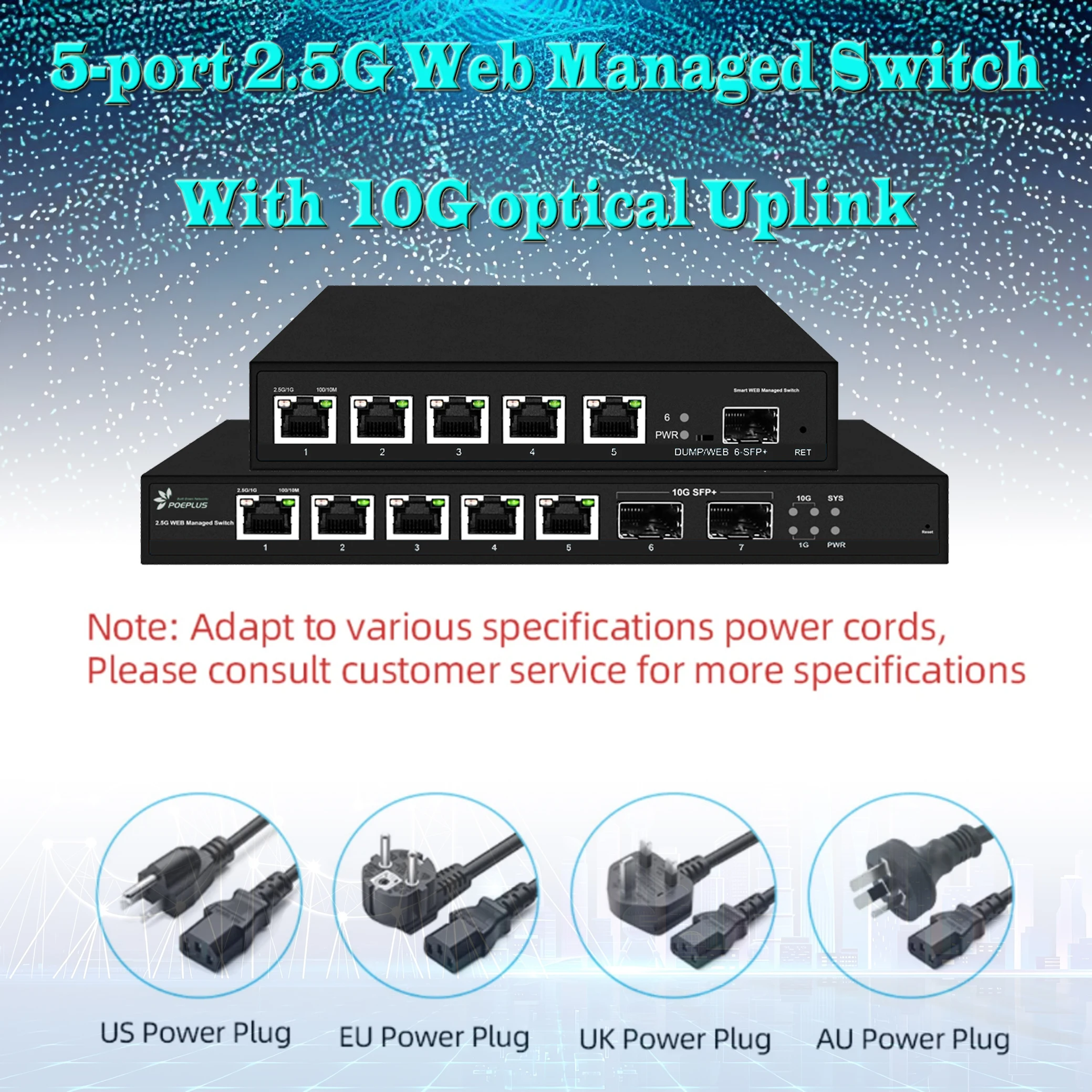 

5 ports 2.5G web managed switch with 10G SFP+ Uplink |POE or NON smart switch|DUMP/WEB switchable