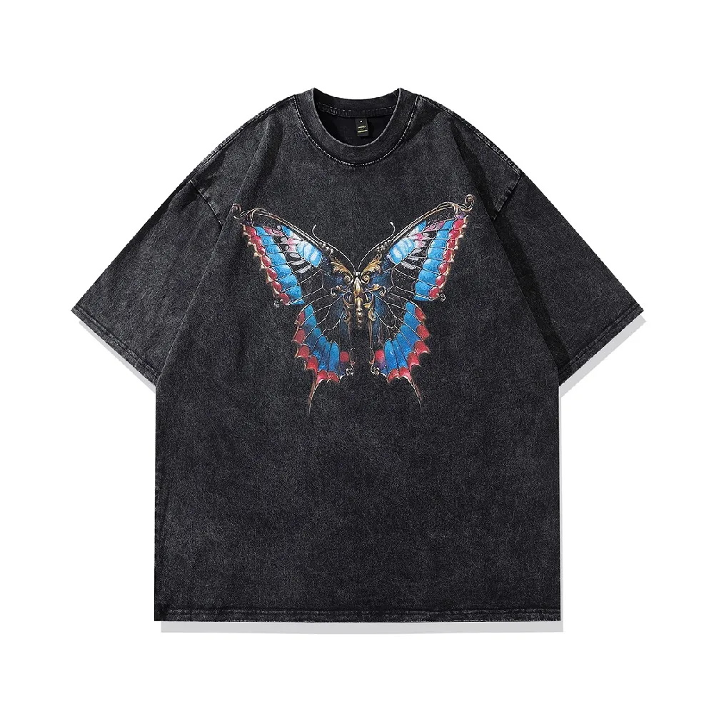 

Distressed Large Plus Size Butterfly Graphic T-Shirt Goth Summer Tops for Women Men Aesthetic Clothing Streetwear Grunge Clothes