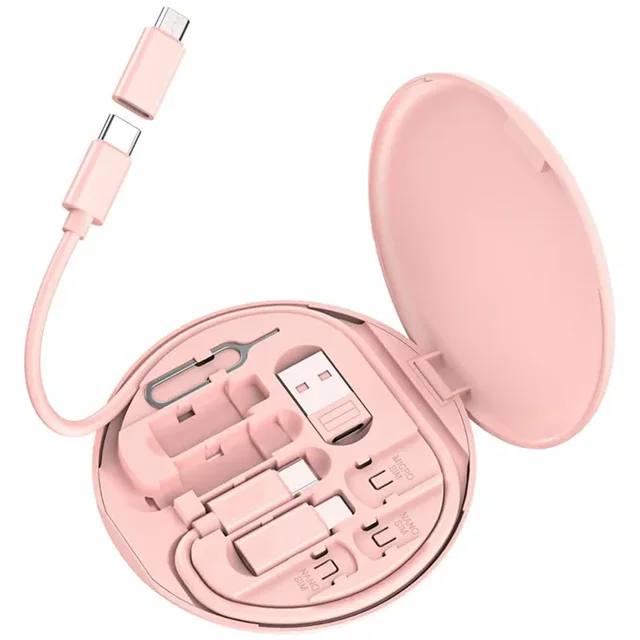 60W Multi Type-C do USB C do Micro USB do szybkiego ładowania telefonu Zestaw kabli do iPhone'a 14 13 15 Pro Schowek na kable do transmisji danych