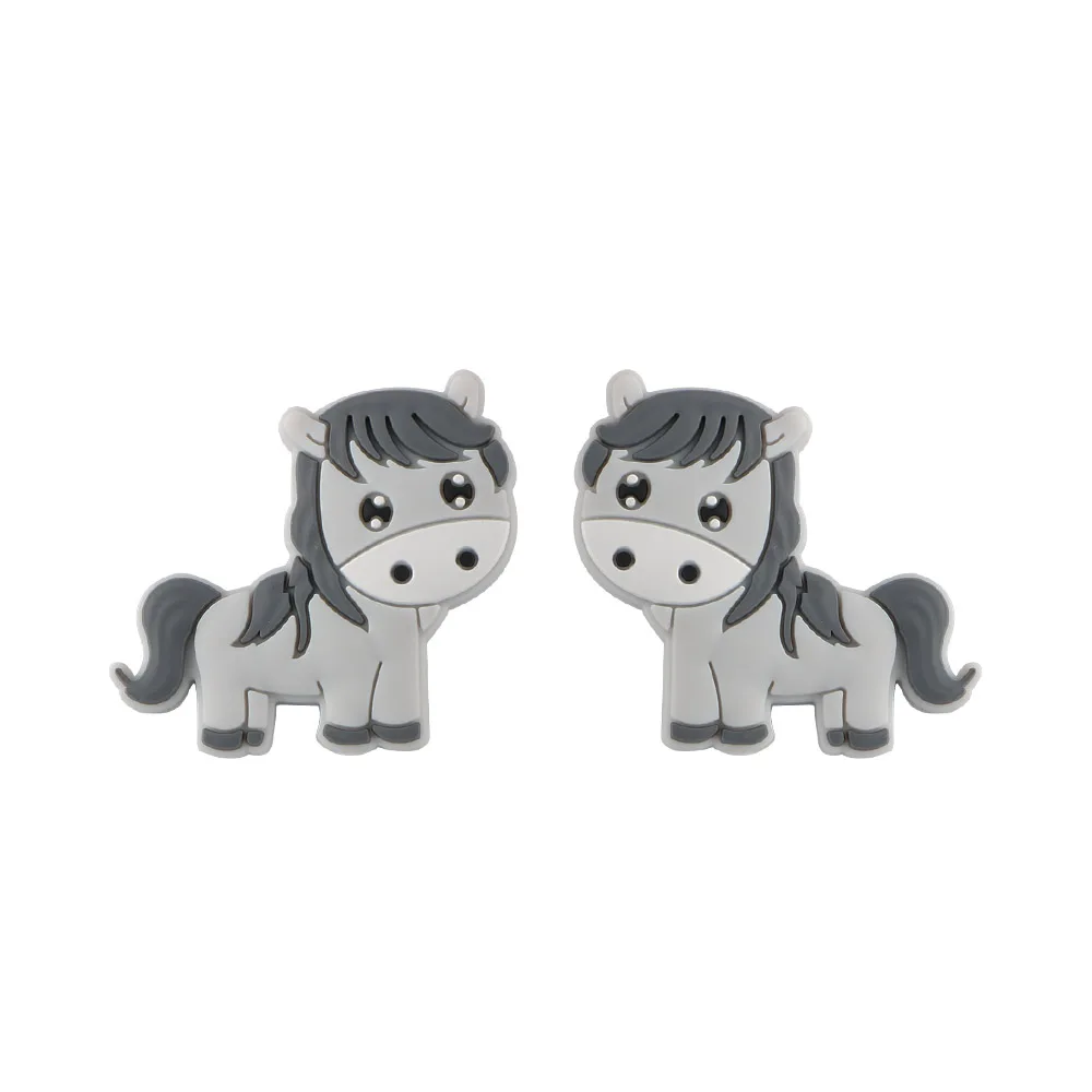 5/10Pcs Horse Silicone Beads Cartoon Animal Molar Beads DIY Pacifier Chain Popular Jewelry Accessories Food Grade