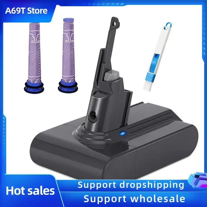 

A69T 2X Replace V7 Battery Adapter+4Xpre-Filter+Brush 21.6V For Dyson V7 Animal/Extra/Absolute/Trigger Vacuum Cleaners