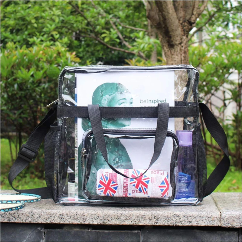 1pc Transparent Tote Travelling Wash Bag Portable Large Capacity Storage Bag Handbag PVC Handbag Shopping Bag