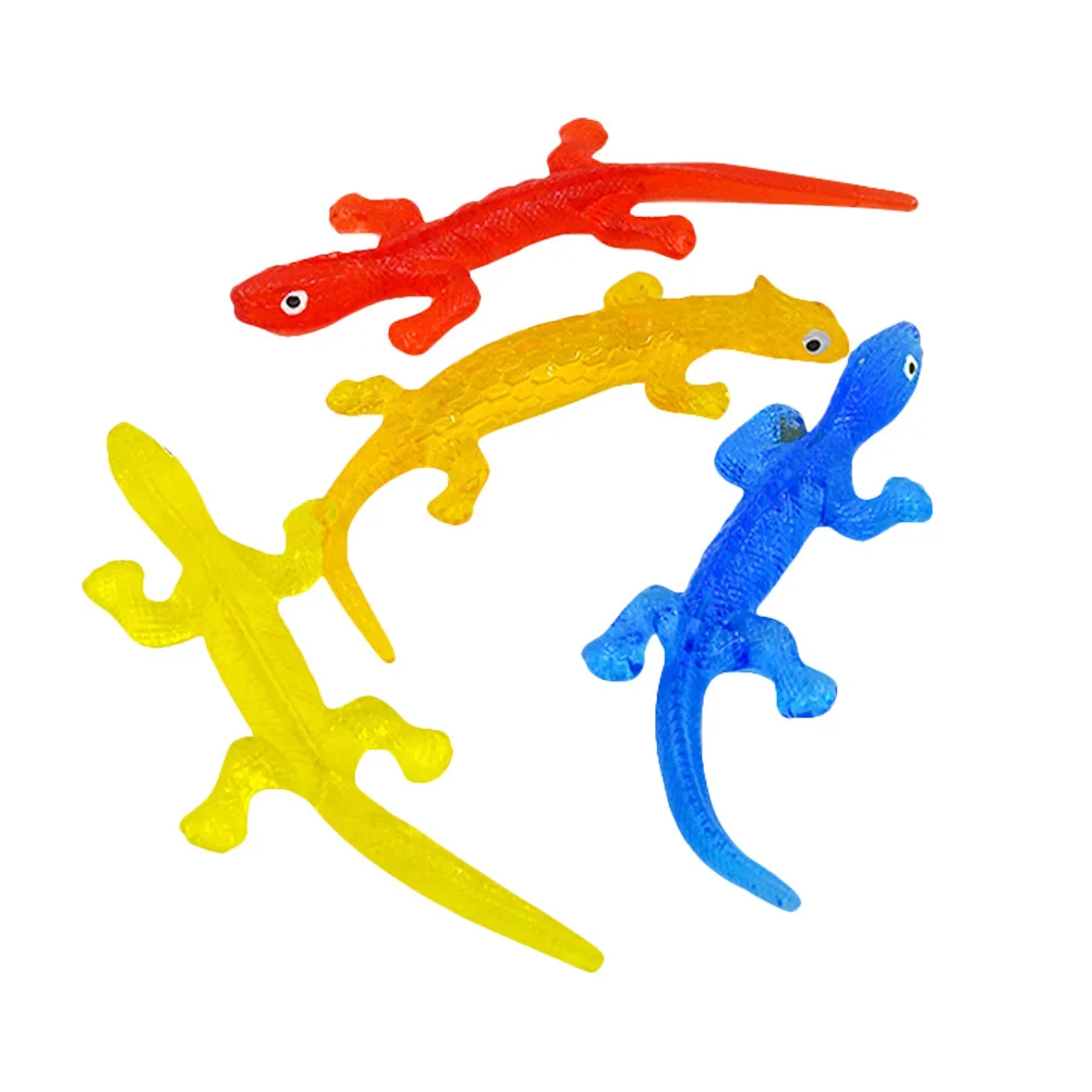 

4Pcs Soft Gel Lizard Rubber Sensory Stress Relief Stretch Fun Reptile Kids Anxiety Relief Gift for Birthday Party Favors Rewards