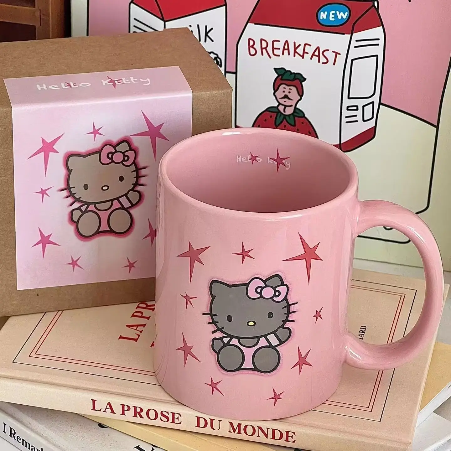 New Cartoon Sanrioed Hello Kittyed Ceramic Mug Household Kawaii Kitty Pink Drinking Cup Coffee Milk Cup Girls Holiday Gifts