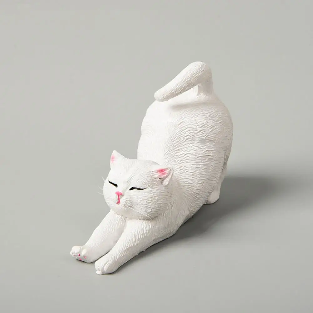 

Cute Cat Figurine Mini Cat Figurines Set Cute Resin Kitten Sculpture Small Stretching Cat Statue for Indoor Home Office Shelf