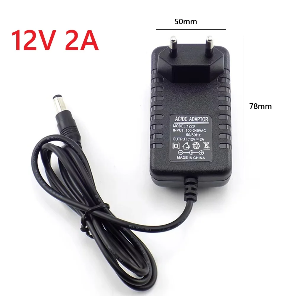 12 Volt Power Supply Transformer DC12V 2A EU Power Adapter Source Charger Converter AC 110V 220V LED Driver 1-piece 2-piece