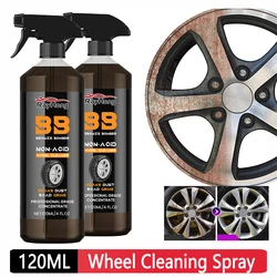 Wheel Rim Cleaner 120ml Powerful Rim Brake Buster Spray Car Detailing Brake Dust Remover for Cleaning Wheels and Tires