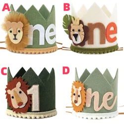 1Pc,Jungle Safari 1st Birthday Crown - Lion First Birthday Hat, Wild One Birthday Decoration, Safari 1st Birthday Decor