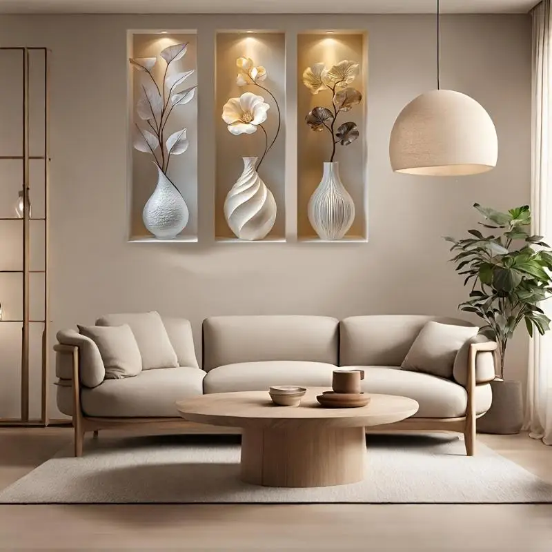 3D PVC Simulated Vase Niche Wall Sticker Removable Peel and Stick Decal for Laundry Room Home Wall Decor
