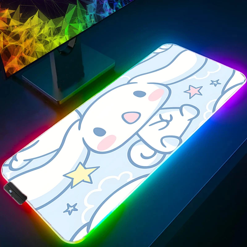

Коврик для мыши RGB C-cinnamoroll, коврик для компьютерного скоростного типа, коврик для киберспортов, клавиатура для ноутбука, светодиодный коврик для мыши 900x400, настольный коврик
