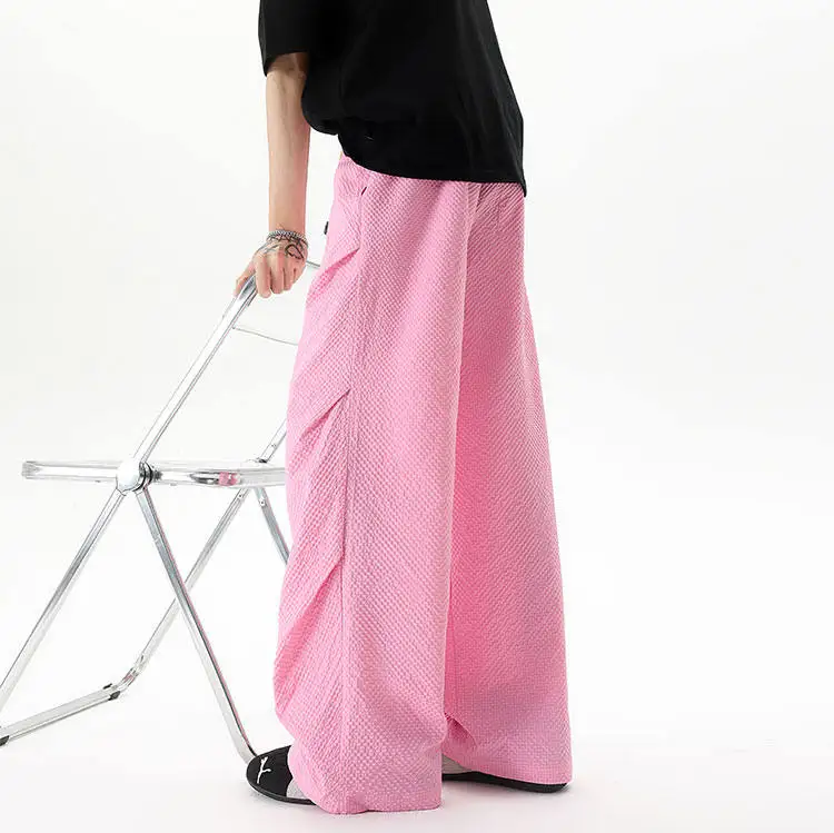 Men's Casual Elastic Waist Pants Loose Fit Straight Tube Summer Comfortable Lightweight Trousers