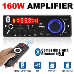 160W DIY Home Digital Amplifier MP3 Decoder Board 12V 80W Audio Power Bluetooth FM For Music Subwoofer Speakers Volume Control