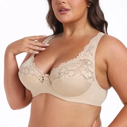 Womens Lager Bosom Lace Bralette Ladies Floral Unpadded Bra Sexy Lingerie See through Underwired Plus Size Brassiere Top
