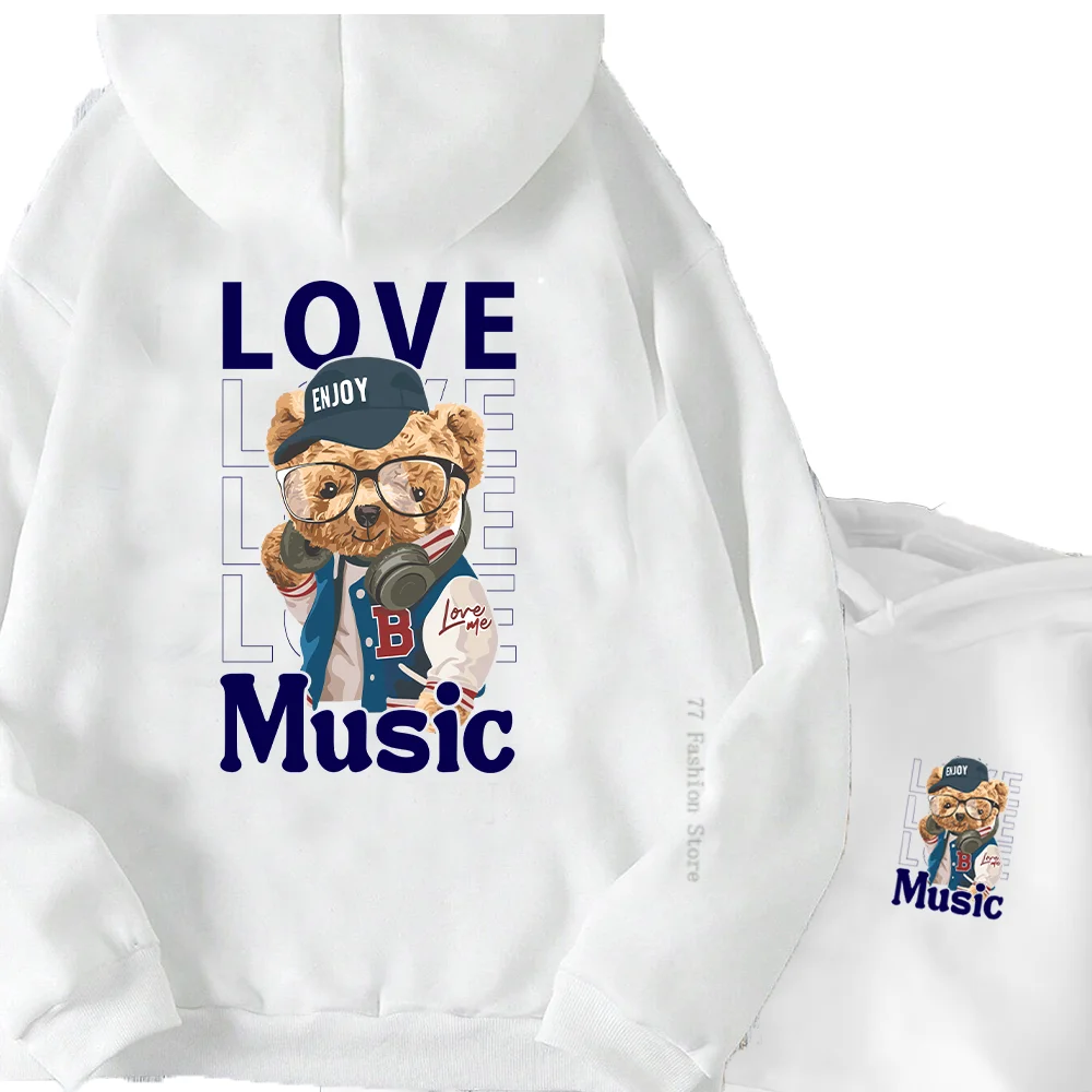 Love Music Hoodies Men Fashion Cotton Long Sleeve Hooded Unisex Casual Harajuku Streetwear  Oversized Pullover Sportswear Tops